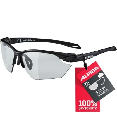 Obrázek ALPINA TWIST FIVE s HR V samotónní, odolné proti prasknutí &amp; brýle na sport jízdní kola 100% UV ochranou pro dospělé, černé matné, One Size