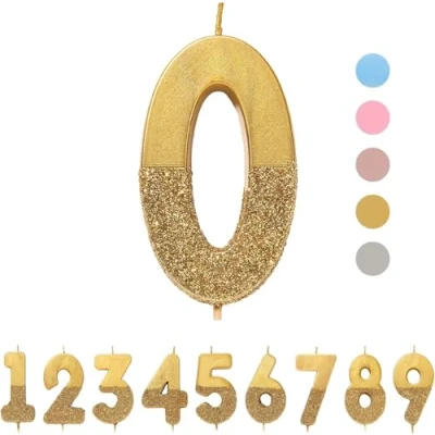 Obrázek Talking Tables Gold Zahl 0 Geburtstagskerze mit Glitzer Tortendekoration für Kinder, Erwachsene, 20., 30., 40., 50., 60., Party, Jubiläum, Meilensteinzeitalter