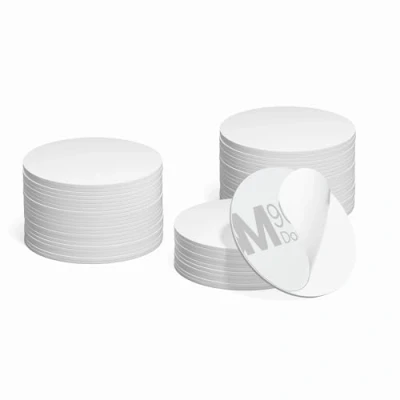 Obrázek SANPOPO NFC tagy karty, programovatelné, NFC, 215 etikety, PVC, NTAG215, samolepicí zadní strana, kulatá, 25 mm, 504 bajtů paměť pro Android iPhone a všechna zařízení s podporou NFC,10 kusů