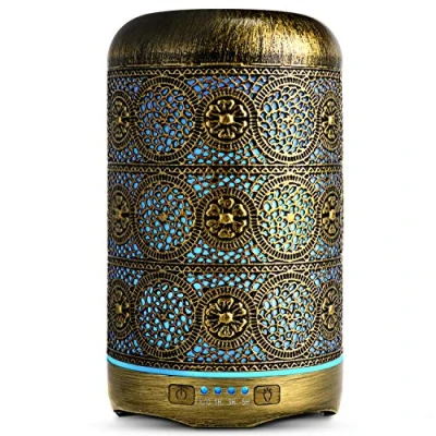 Obrázek aroma difuzér Salking, 260 ml, kov, aromaterapie, éterických olejů, zvlhčovač vzduchu, elektrická lampa, 7 barev světla, vintage difuzér, pro miminko, do domácnosti, kanceláře nebo k józe