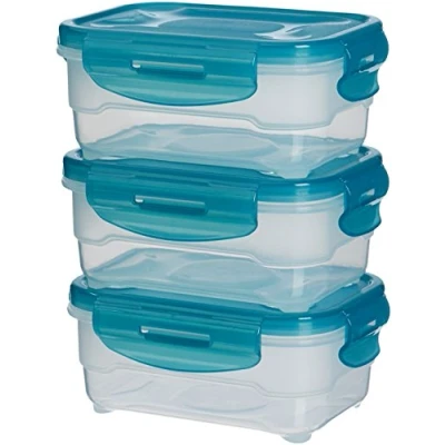 Obrázek AmazonBasics sada čerstvých úložných boxů, vzduchotěsná, 3dílná po 0,6 l, (8,6 x 6,6 palce)