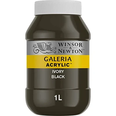 Obrázek Winsor &amp; Newton Akrylová barva Galeria 2154331, vysoká pigmentace, stálobarevná, máslová konzistence, 1000 ml hrnec slonovinová černá