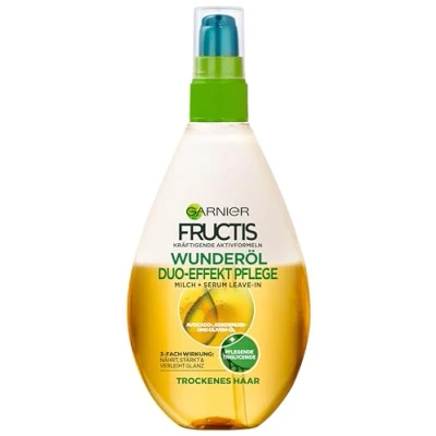 Obrázek Garnier Duo Effekt Pflege Oil Repair Haarkúra, intenzivní vlasový olej pro stříkání bez oplachování, s cennými přírodními oleji, suché, poškozené vlasy, fructis, balení 1 ks 150 ml