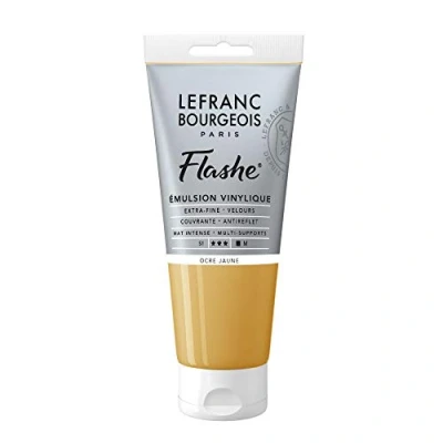 Obrázek Lefranc Bourgeois 300655 Flashe akrylová barva &amp; vinylová barva, vysoce pigmentovaná, elastická, stálá na světle, odolná proti stárnutí, matná, pro vnitřní i venkovní použití, 80 ml tuba žlutý okr