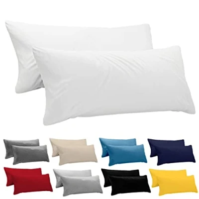 Obrázek Dreamzie povlak na polštář 40 x 145 (sada se 2) 100% žerzejová bavlna 150 g/m2 bílý pro odolný a
