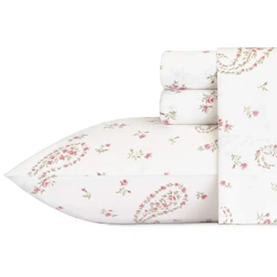 Obrázek Laura Ashley Home Satin Collection Bettlaken Set 100% Baumwolle, seidig glatter und leuchtender Glanz, knitterfreie Bettwäsche, 4 teilig, King Size Bett, Bristol Paisley