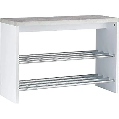 Obrázek HAKU Möbel 95631 lavice, kov, vzhled betonu, bílý chrom, 81 x 30 55