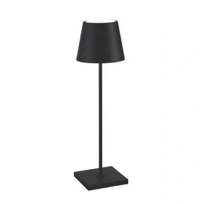 Obrázek Zafferano, lampa Poldina Pro, bezdrátová, dobíjecí stolní s dotykovým ovládáním, vhodná také pro venkovní použití, stmívač, 2200 3000 K, výška 38 cm, barva černá