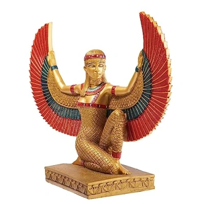 Obrázek lachineuse Geflügelte Isis Statuette 21 cm Rote &amp; Goldene Göttin Statue Innendekoration Antikes Ägypten Ägyptisches Deko Objekt Originelle Geschenkidee, Goldfarben