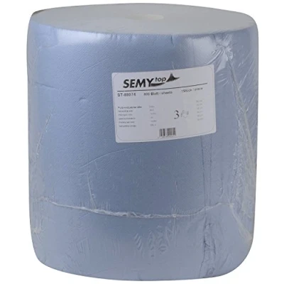 Obrázek SemyTop Role čisticího papíru, 3vrstvé, modré, cca 38 cm, 1000 listů, 1 balení (1 x kus), ST 88074