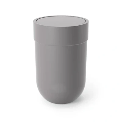 Obrázek Umbra Dotykový odpadkový koš s objemem 6 l a výklopným víkem kosmetický na papír pro koupelny malé prostory moderní, hladký design texturou Soft Touch, plast/šedá