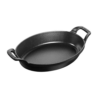 Obrázek STAUB Nádoba na zapékání, oválná se 2 úchyty, 24 cm, 1 l, litina, pro všechny typy sporáků, stohovatelná, černá