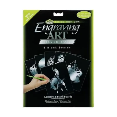 Obrázek Royal &amp; Langnickel Silf pro 57 Engraving druh/Vyškrabávací obrázky, 5 x 7 palců, 6 kusů, Blank, Stříbrná