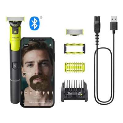 Obrázek Philips OneBlade 360 Face &amp; Body s připojením k aplikaci elektrický zastřihovač vousů, holicí strojek a tělo technologií 360, nastavitelný zastřihovací nástavec 5 v 1, 1x sada na tělo, QP4631/30