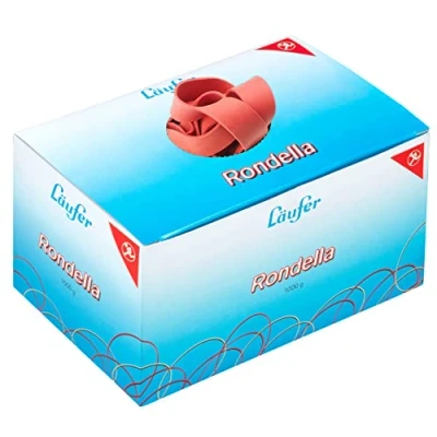 Obrázek Läufer 51241 Rondella gumové pásky 200 x 17 mm, průměr 125 mm široké kroužky, 1 kg krabička, červená