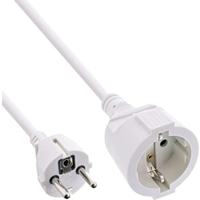 Obrázek InLine Prodlužovací kabel s ochranným kontaktem CEE 7/7 pro vnitřní použití, certifikát GS dětskou pojistkou, 230 V, H05VV F3G1,5, 1 m, bílý, 16400 W