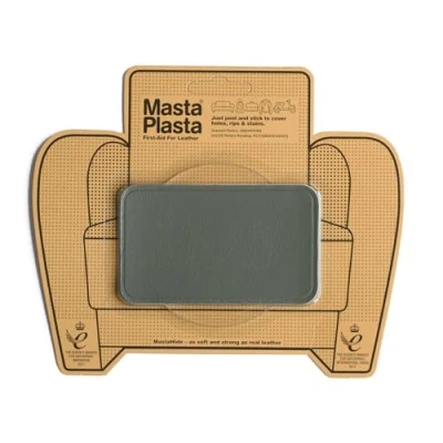 Obrázek MastaPlasta Samolepicí prémiová opravná záplata kůže šedá 10 cm x 6 cm. Okamžité polstrování kvalitní na pohovky, interiér auta, tašky, bundy
