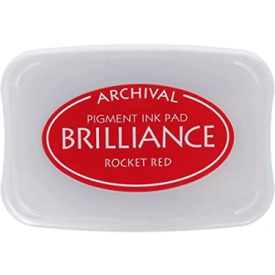 Obrázek Tsukineko Brilliance Stempelkissen zum Stempeln Rot, Raketenrot Groß Archivierung, deckend, wasserfest Prägung, Papier, Rocket Red, pad Size: 7,6 x 4,7 cm