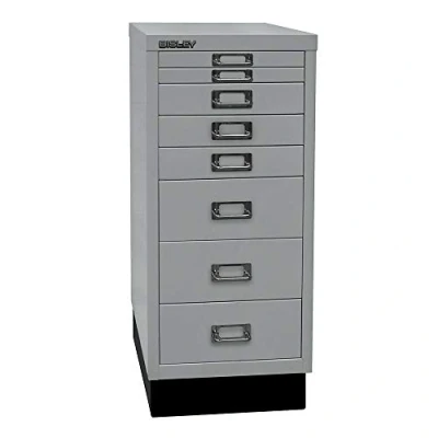 Obrázek BISLEY MultiDrawer, 29dílná série s podstavcem, DIN A4, 8 zásuvek, kov, 355 stříbrná, 38 x 27,9 67 cm