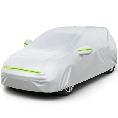 Obrázek Favoto plachta na auto, ochranná prachotěsná, vodotěsná, autoplachta zimu a léto, pro 400 cm 435 cm, hatchback auto 2,8 kg
