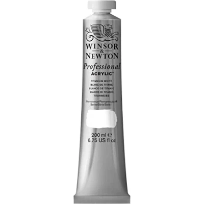Obrázek Winsor &amp; Newton 2337644 Professional akrylová barva v umělecké kvalitě, vysoká zářivost barev a krycí síla, archivní kvalita, tuba 200 ml titanová bílá