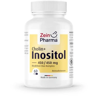 Obrázek ZeinPharma Kapsle inositolu Cholin 450/450 mg (60 kusů) vysoce dávkované, kvalitní, doplněk stravy veganský, bez GMO, ideální poměr, laboratorně testováno