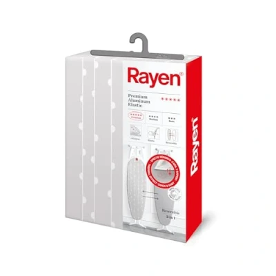Obrázek Rayen Universeller grauer Bügelbezug 3 Lagen Aluminium, Schaumstoff &amp; 100% Baumwolle Reversibel Sondersortiment Maße: 51x127 cm Farbe: Grau mit Streifen