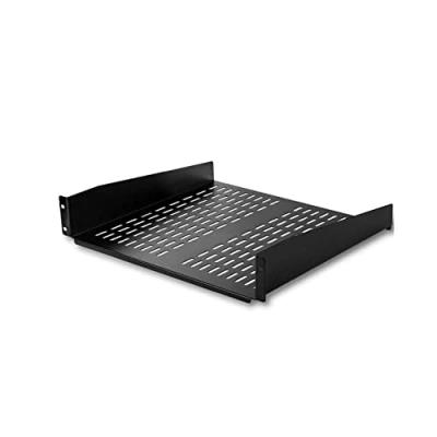 Obrázek StarTech.com 2 HE Server Rack police univerzální perforovaná do racku pro 19palcovou síť/serverovou skříň těžká zátěž ocel nosnost 23 kg 40 cm hluboké police, černá (CABSHELFV)