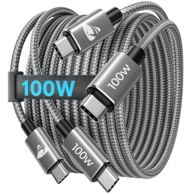 Obrázek kabel USB C [ 2 kusy 1 M+1M ] na 100 W/5A rychlonabíjecí Nylon typ nabíjecí Pro MacBook Pro/Air, iPhone 16 15 Max, Samsung S24 S23 S22, iPad