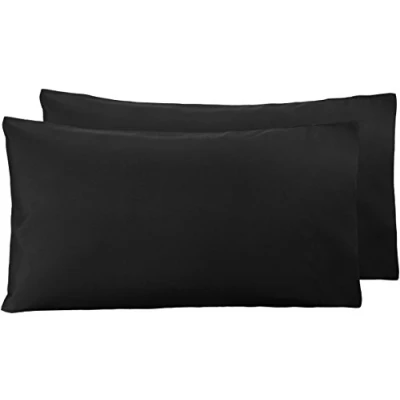 Obrázek Amazon Basics Potah na polštář z mikrovlákna černý, balení po 2 kusech, 50 x 80 cm