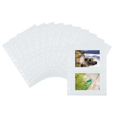 Obrázek HERMA 7563 fotoprůhledné obaly bílé (10 x 15 cm na šířku, 250 obalů, fólie) s euro děrováním pro pořadače a kroužkové knihy, oboustranně osazené fotoobaly