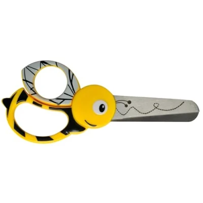 Obrázek Fiskars Dětské nůžky na zvířata s motivem včely, od 4 let, délka: 13 cm, pro praváky i leváky, čepele z nerezové oceli/plastové rukojeti, žluté, 1003747