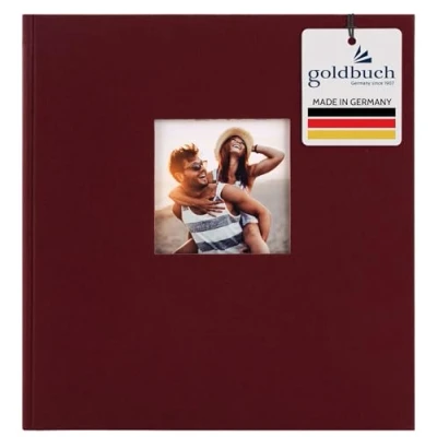 Obrázek goldbuch 27972 fotoalbum s okénkem, Bella Vista, upomínkové album 30 x 31 cm, 60 černých stran pergamenovými dělícími listy, fotokniha ze lnu, Bordeaux