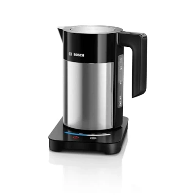Obrázek Bosch bezdrátová rychlovarná konvice TWK7203, automatické vypnutí, ochrana proti přehřátí, 7 nastavení teploty, funkce udržování 1,7 l, 2200 W, černá