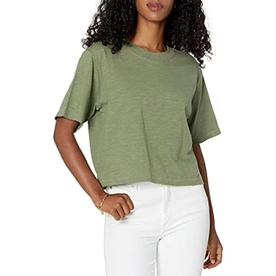 Obrázek The Drop Damen Sydney T Shirt, kurzer Cropped Stil, Rundhalsausschnitt, Olivgrün, S