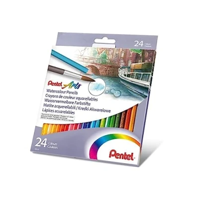 Obrázek Pentel Pastelky CB9 24U rozpustné ve vodě, 24 barev, ze dřeva certifikovaného FSC