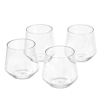 Obrázek Amazon Basics Tritan Weinglas, BPA frei, Kunststoff, ohne Stiel, 370 ml, transparent, 14 Unzen, 4 Stück, Klar