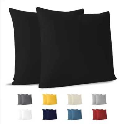 Obrázek Dreamzie povlak na polštář 80x80 (sada se 2) 100% žerzejová bavlna 150 g/m2 černý 80 x cm odolný a hypoalergenní