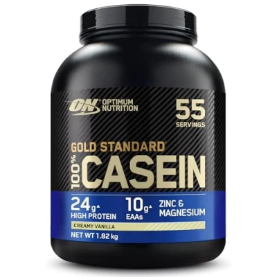 Obrázek Optimum Nutrition Gold Standard 100% kasein pomalu odbourávající proteinový prášek se zinkem, hořčíkem a aminokyselinami, podporuje růst svalů opravy přes noc, krémová vanilka, 55 porcí, 1,82 kg