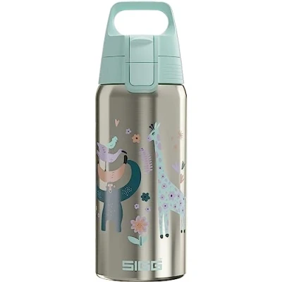 Obrázek SIGG Izolovaná láhev na pití pro děti Shield Therm One Jungle vhodná sycené zabezpečená proti vytečení do myčky nádobí bez BPA 90 % recyklovaná ušlechtilá ocel kartáčovaná a
