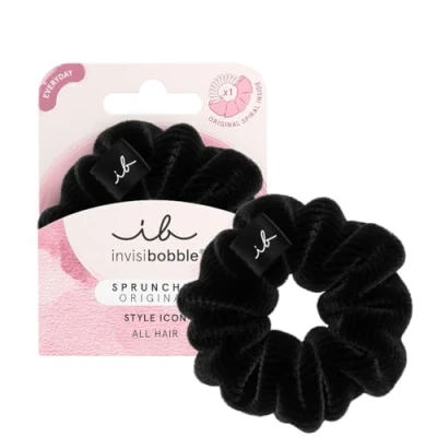 Obrázek invisibobble Haargummi Schwarz Scrunchie Dusk till Dawn, Haargummis starker Halt für Mädchen &amp; Damen, Scrunchies Samt Schwarz, designed im Herzen Münchens, 1 stück (1er Pack)