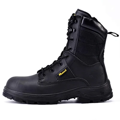Obrázek S3 Arbeitsschuhe Herren &amp; Damen Militär, H 9438 Sicherheitsschuhe ESD, Wasserdichtes Atmungsaktiv Leder, Leichte Bequeme Einlegesohle, S1P Stahlzehe Stahlplatte, Seite mit Reißverschluss,EU 44