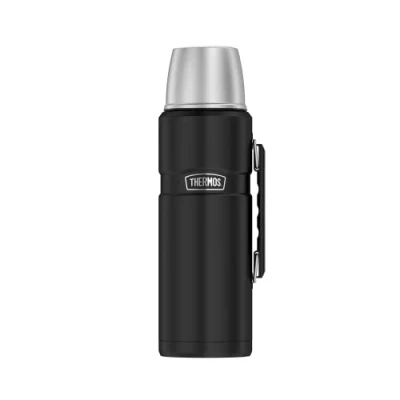 Obrázek THERMOS Termoska Stainles King Beverage Bottle, 1,2 l, černá mat, termoláhev z ušlechtilé oceli s pohárkem na pití, 12 h horká/24 studená, izolační láhev pohárkem, lze mýt v myčce, bez BPA