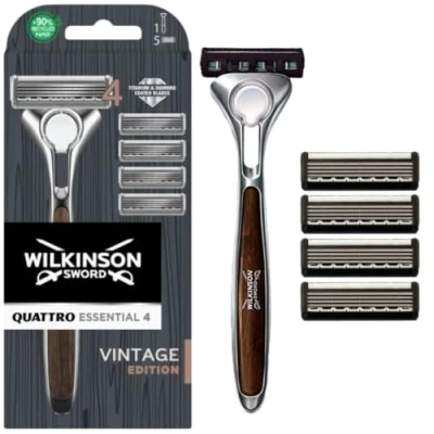 Obrázek Wilkinson Sword Quattro Herren Rasierer Vintage Edition für ein klassisches und hochwertiges Rasurerlebnis