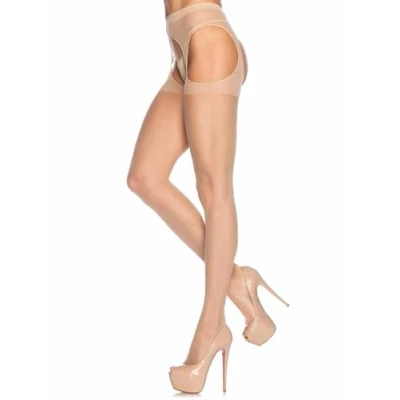 Obrázek Leg Avenue Jemné punčochy s bederním pásem ve vzhledu podvazků O/S, 1 kus