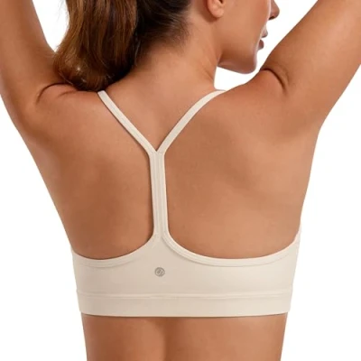 Obrázek CRZ YOGA Dámská Butterluxe racerback sportovní podprsenka vycpaná bez kostic záda jóga léto prodyšná špagetový top, Bílá meruňka, L