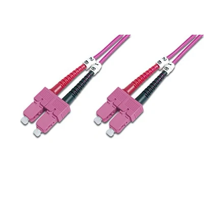Obrázek DIGITUS DK 2522 01 4 Glasfaserkabel OM4 1 m SC zu Duplex LWL Kabel 1/10/40/100 Gbit/s MM Multimode Glasfaser LAN Fasertyp: 50/125 µ Violett (Violet)