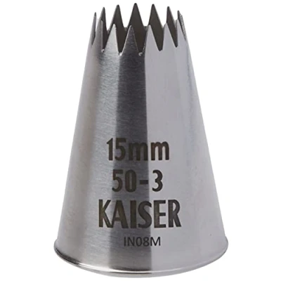 Obrázek Kaiser korunka 15 mm, zdobicí tryska, nerezová ocel, bez záhybů a okrajů