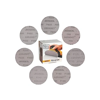 Obrázek Mirka Abranet Síťové brusné kotouče Ø 150 mm suchý zip / Mix Pack 5 z každé zrnitosti 80, 120, 180, 240, 320, 400, 600 35 ks Pro všechny excentrické brusky a