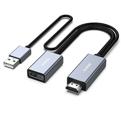 Obrázek BENFEI Adaptér HDMI na DisplayPort, zdroj DisplayPort monitor, kompatibilní s PC grafickou kartou, laptopem, PS5, Xbox One (360), podporuje 4K@60Hz, 2K@144Hz, 1080P@165Hz